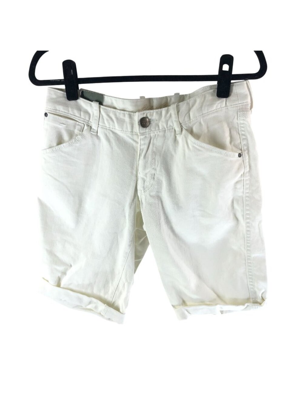 Eddie Bauer Womens White Rolled-Cuff Denim Shorts Size 6 Cotton Blend Casual